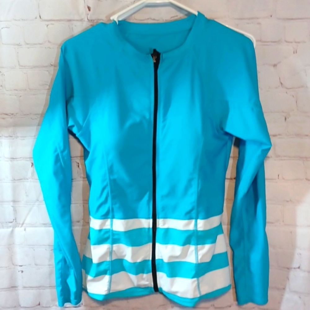 Boating  Bathing Suit & Jacket   New   Blue  & Yellow Zip Matching ‎ Bottom 16